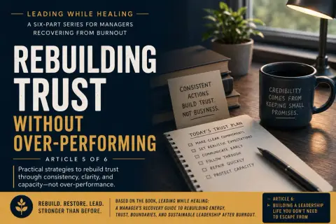 Learn how to recover from a mistake at work by rebuilding trust through consistent actions, not over-performing. A manager's guide to sustainable leadership.